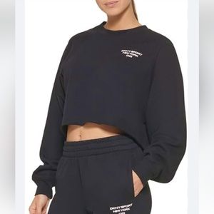 DKNY Women's Sport Women's HD Mini Logo Cropped Pullover